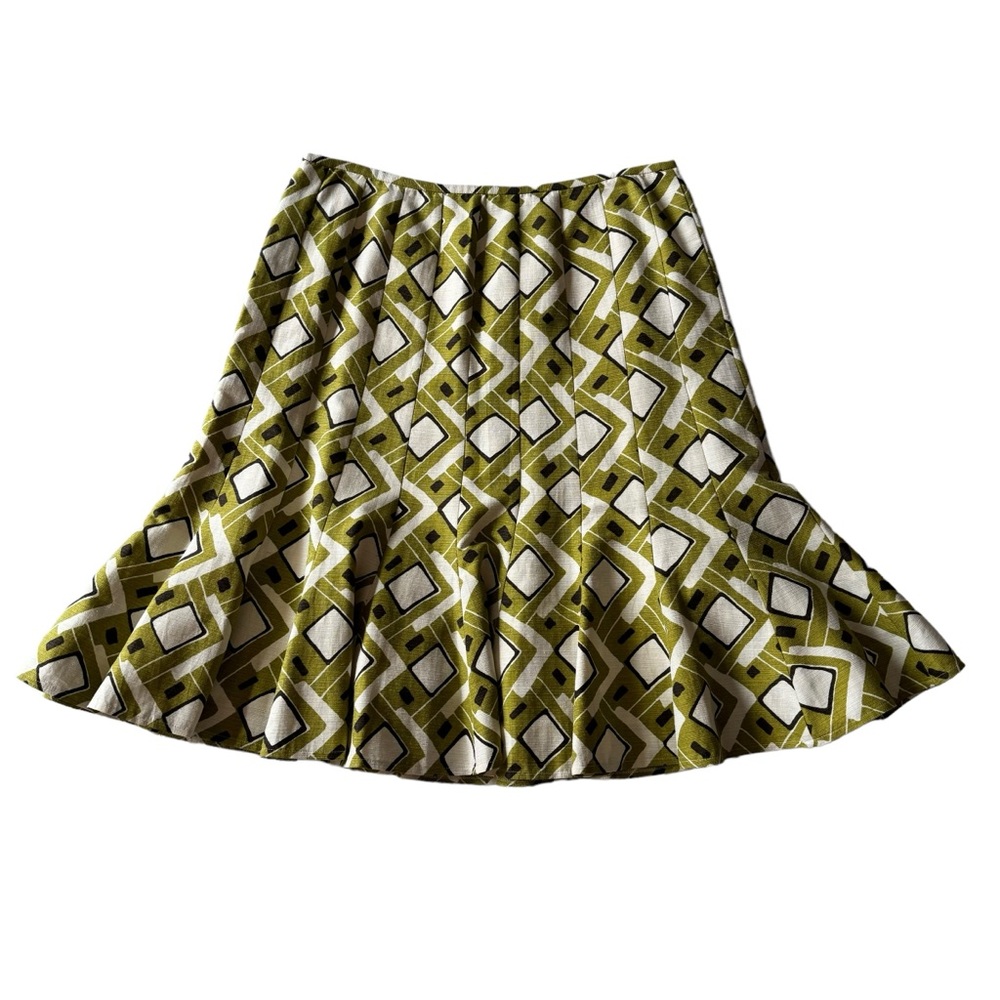 NWT Lafayette 148 Multicolor Geometric Print Silk Cotton Blend A Line Skirt - Picture 7 of 15